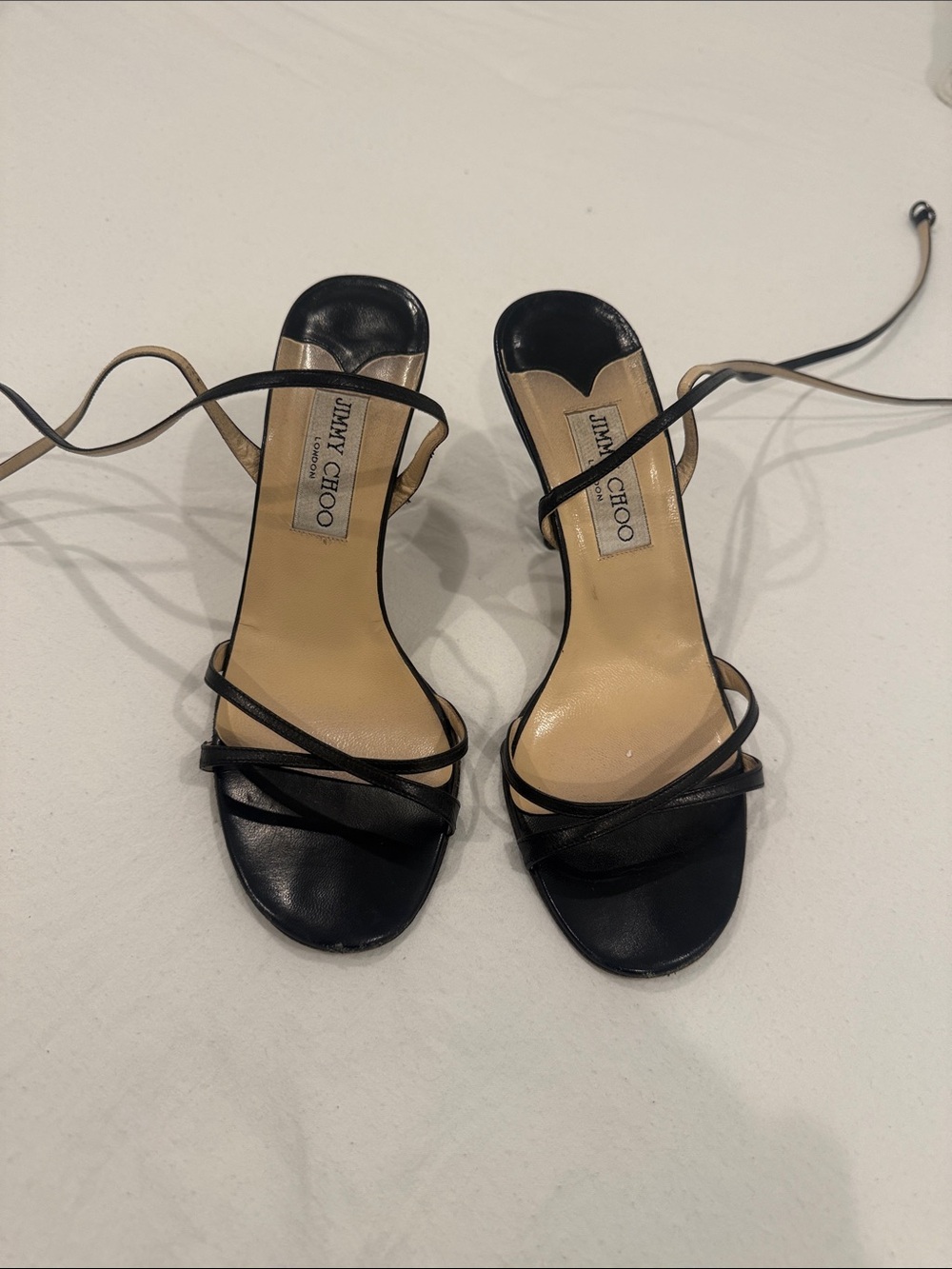 Jimmy Choo Black Strappy Lace-Up Heels